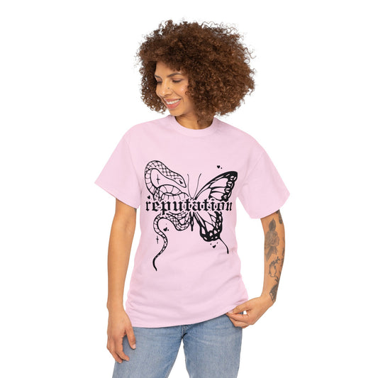 REPUTATION Butterfly and Snake design. Perfect Gift For Swifties! Heavy Cotton Tee